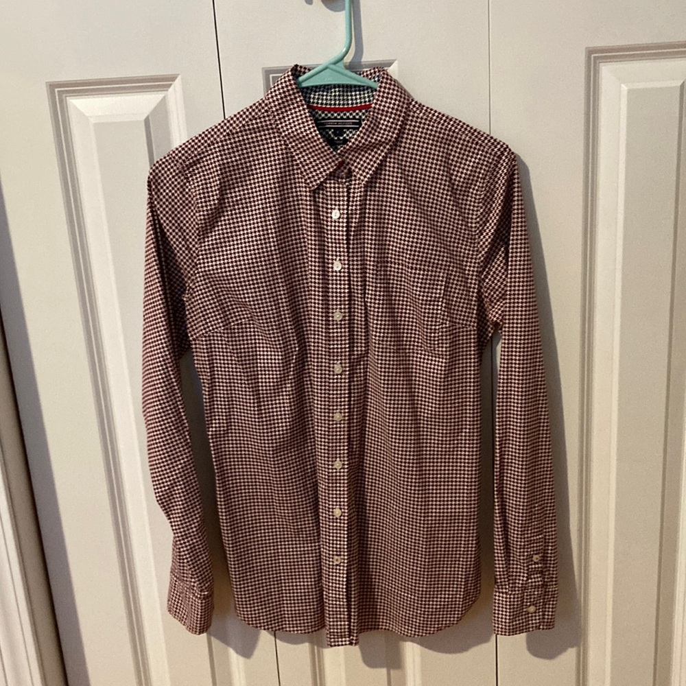 Tommy Hilfiger Red/White Houndstooth Blouse size 6